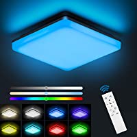 NIXIUKOL Plafon LED Techo Regulable RGB 24W con Mando a Distáncia- Lámpara de Techo Temperatura Regulable(3000K-6500K…